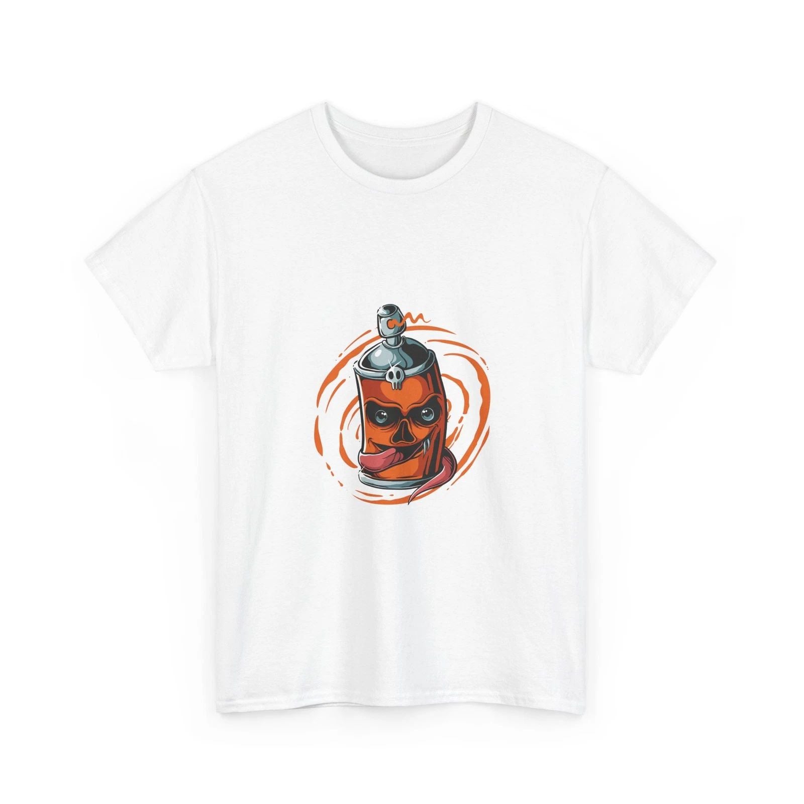 Spray Can Skull T-Shirt | Street Art Skull Tee, Cool Orange Spray Can, Fashion
