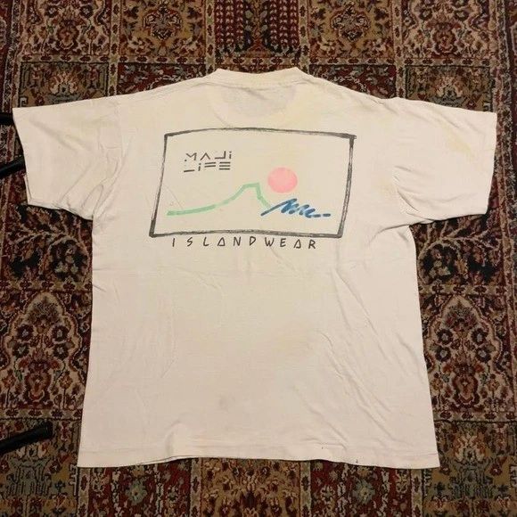 VTG 80s 90s Maui Life Hawaii Island wear surf wear tshirt XL USA white graphic