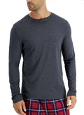 Club Room Mens Chatham Knit Long-Sleeve Charcoal Lounge T-Shirt