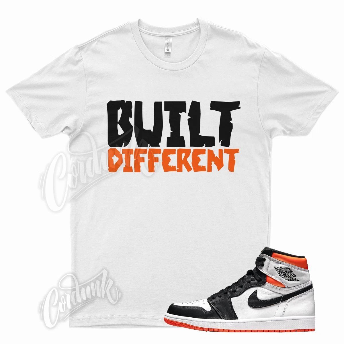 White BUILT Shirt for J1 1 High Electro Orange Shattered Backboard Starfish