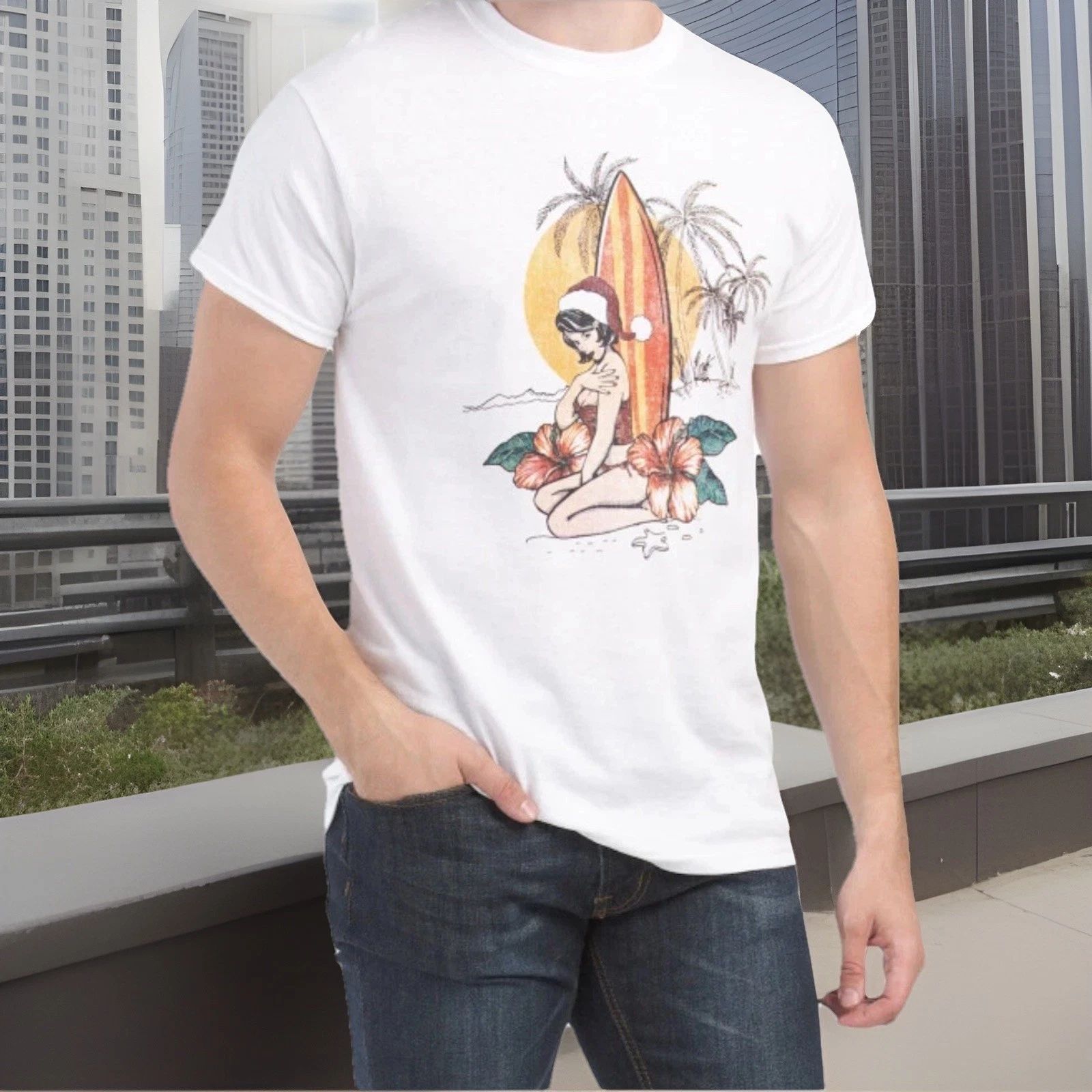 Surf Americana Men's Made In Usa Holiday Surfboard T-Shirt S