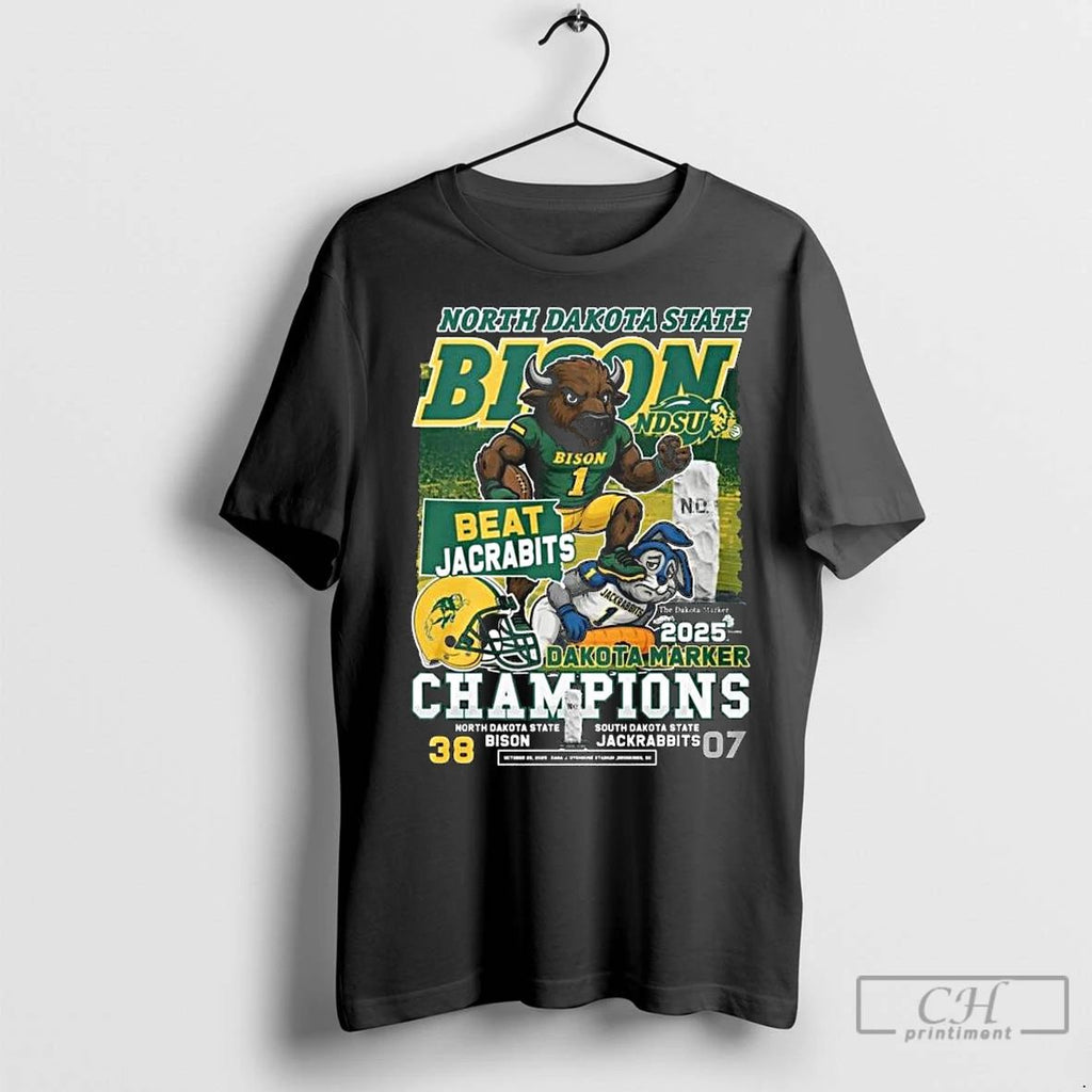Classic North Dakota State Bison Beat Jacrabits 2025 Dakota Marker Champions Mascot Long Sleve