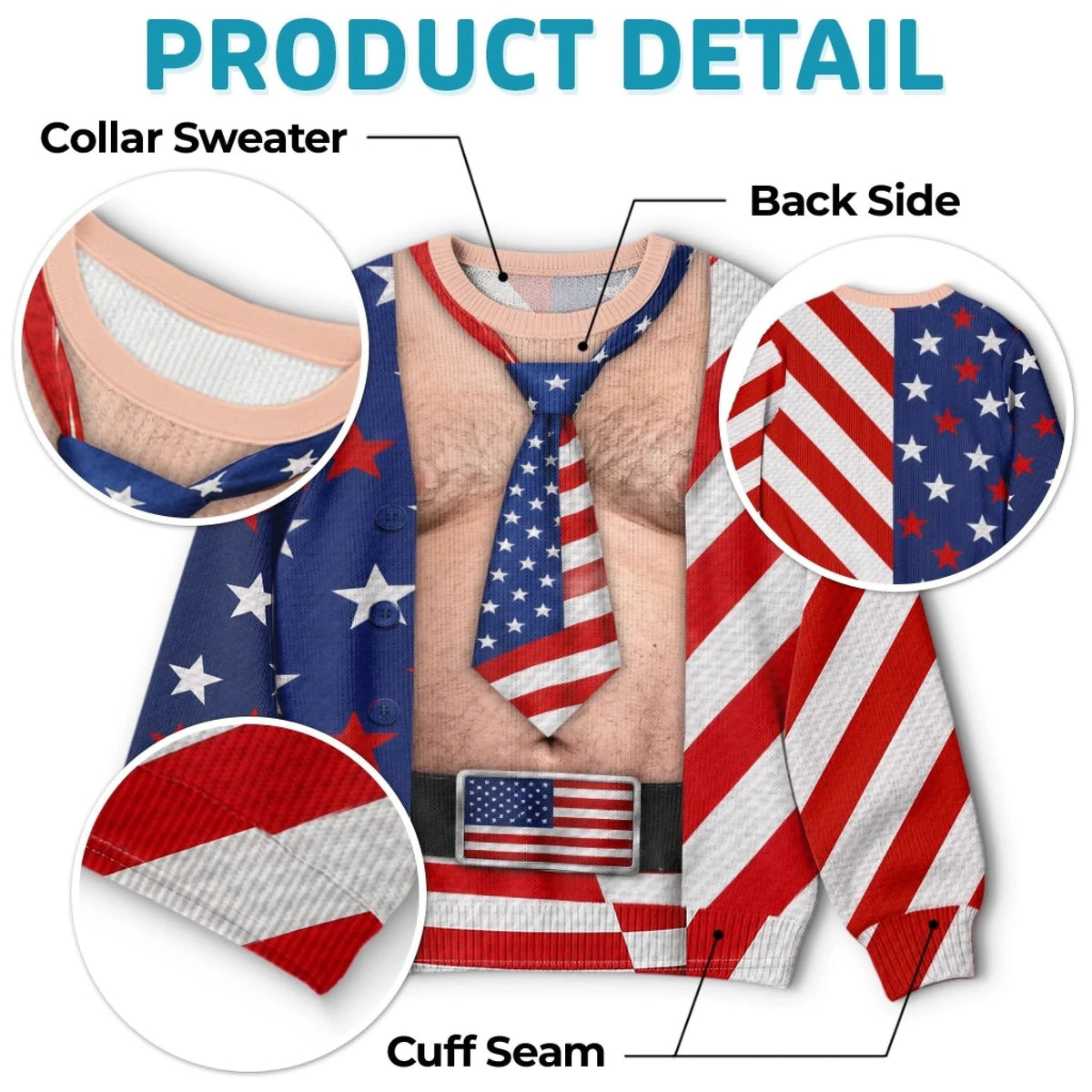Custom Funny Ugly Sweatshirt - Personalized America 250th Anniversary Christmas Gifts For Men - A Christmas Full Of Freedom