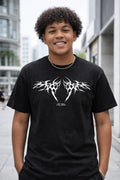 Neo Tribal Graphic T-Shirt Black Abstract Wing Design Streetwear Aesthetic