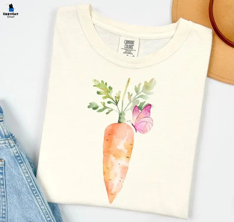 Comfort Tee Easter Carrot Butterfly Spring Nature