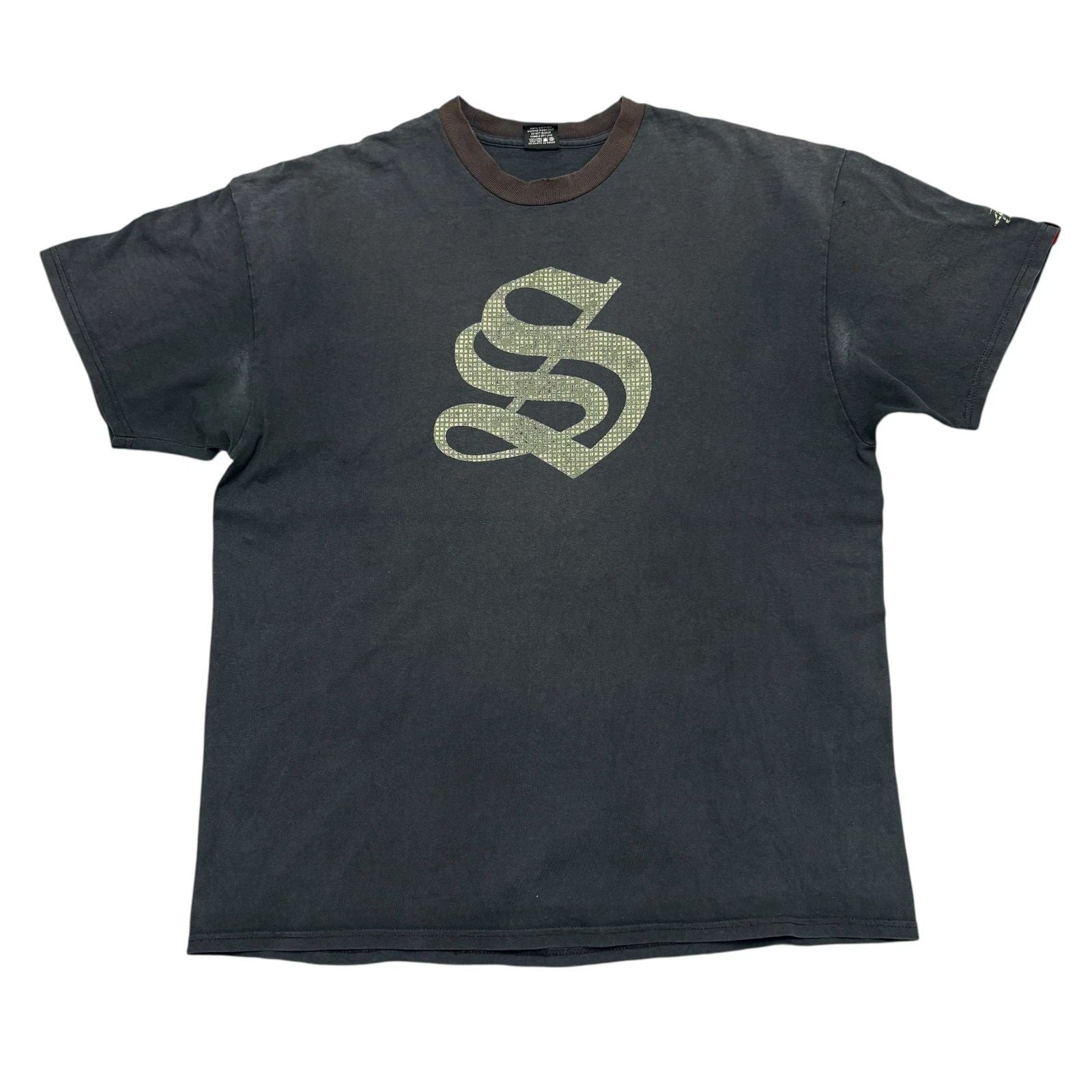 Vintage Stussy Shirt Mens XL Black Short Sleeve Y2K Streetwear Faded Skate Tee