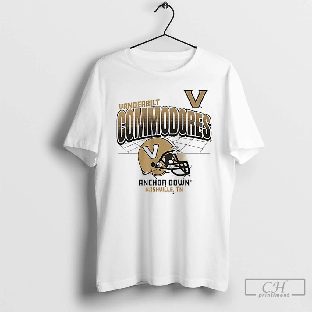 Classic Vanderbilt Commodores Anchor Down Football Helmet Grid T Shirts