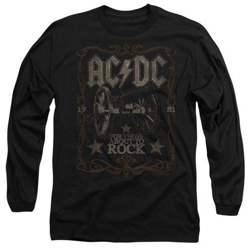 ACDC Rock Label Mens Long Sleeve T-Shirt, Black
