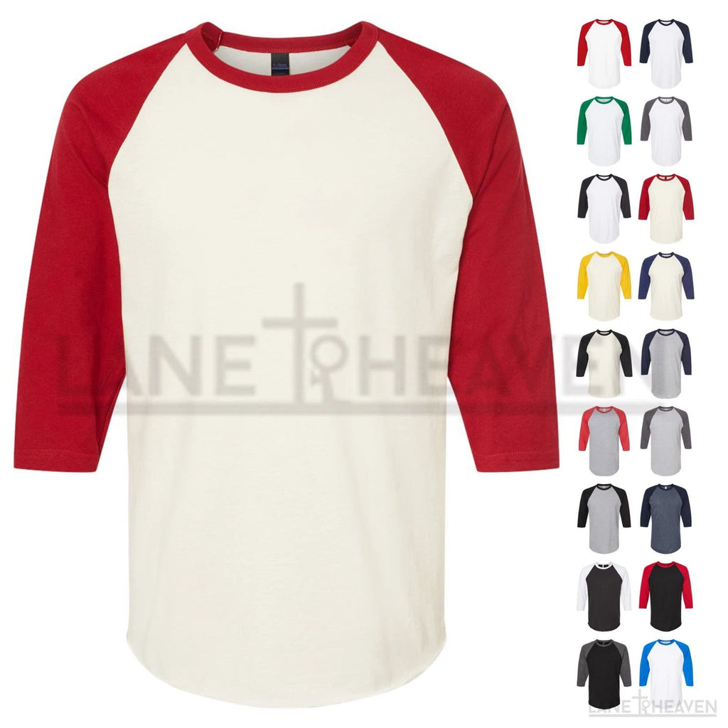 Men's Classic Raglan Baseball Tee Vintage Sports Team Fine Jersey 3/4 T-Shirt