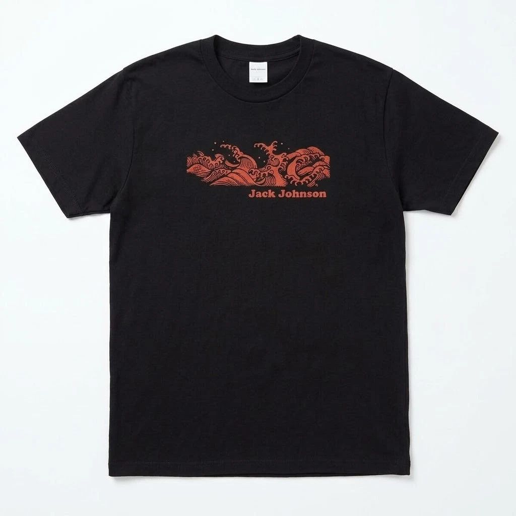 Jack Johnson T-Shirt Surf Wave Graphic Tee Music Fan Gift Black Cotton Shirt