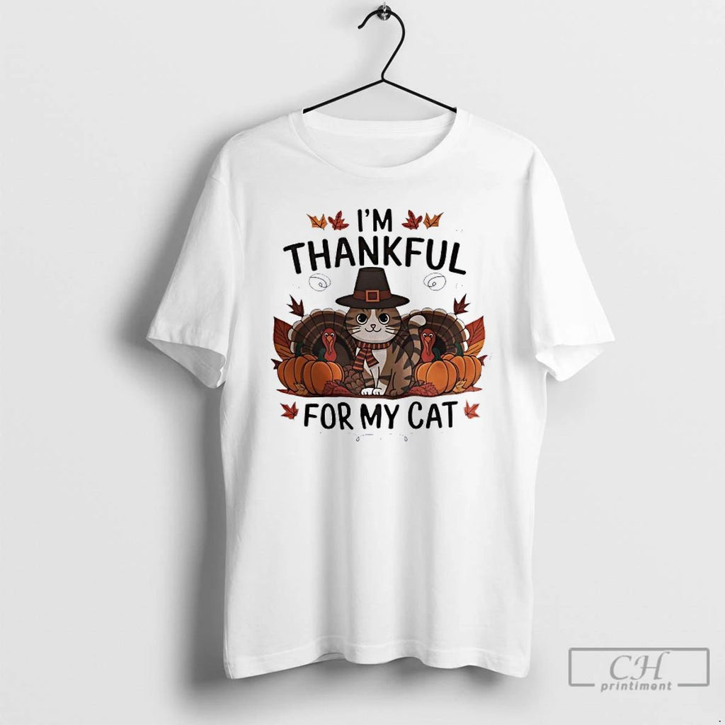 Classic Cat X Turkey Im Thankful For My Cat Thankgivings X Halloween T Shirts