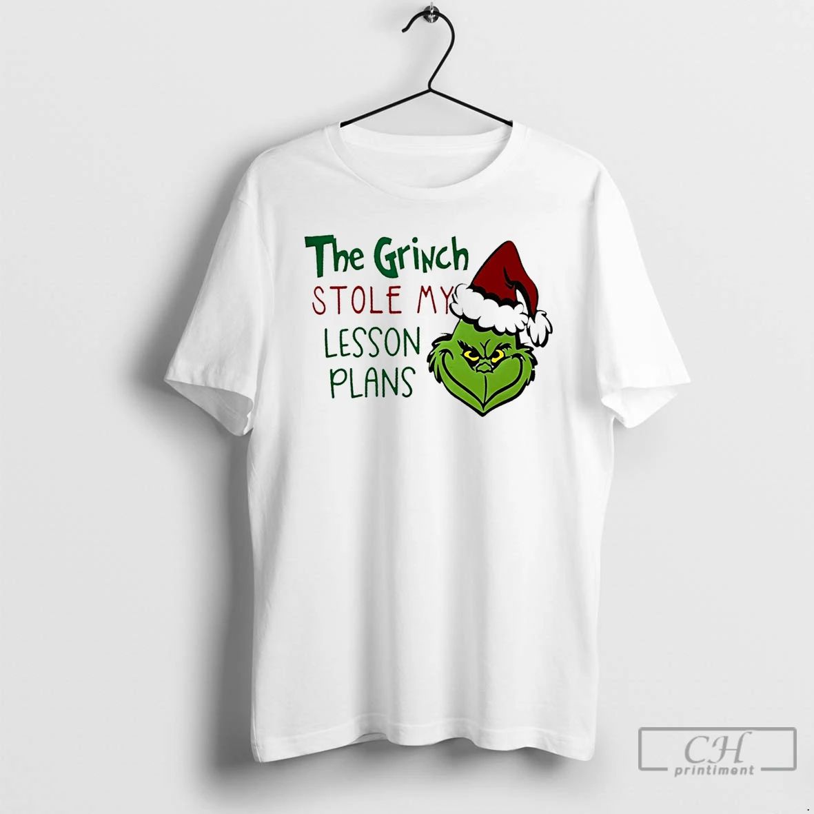 Classic The Grinch Stole My Lesson Plans Christmas White T Shirts