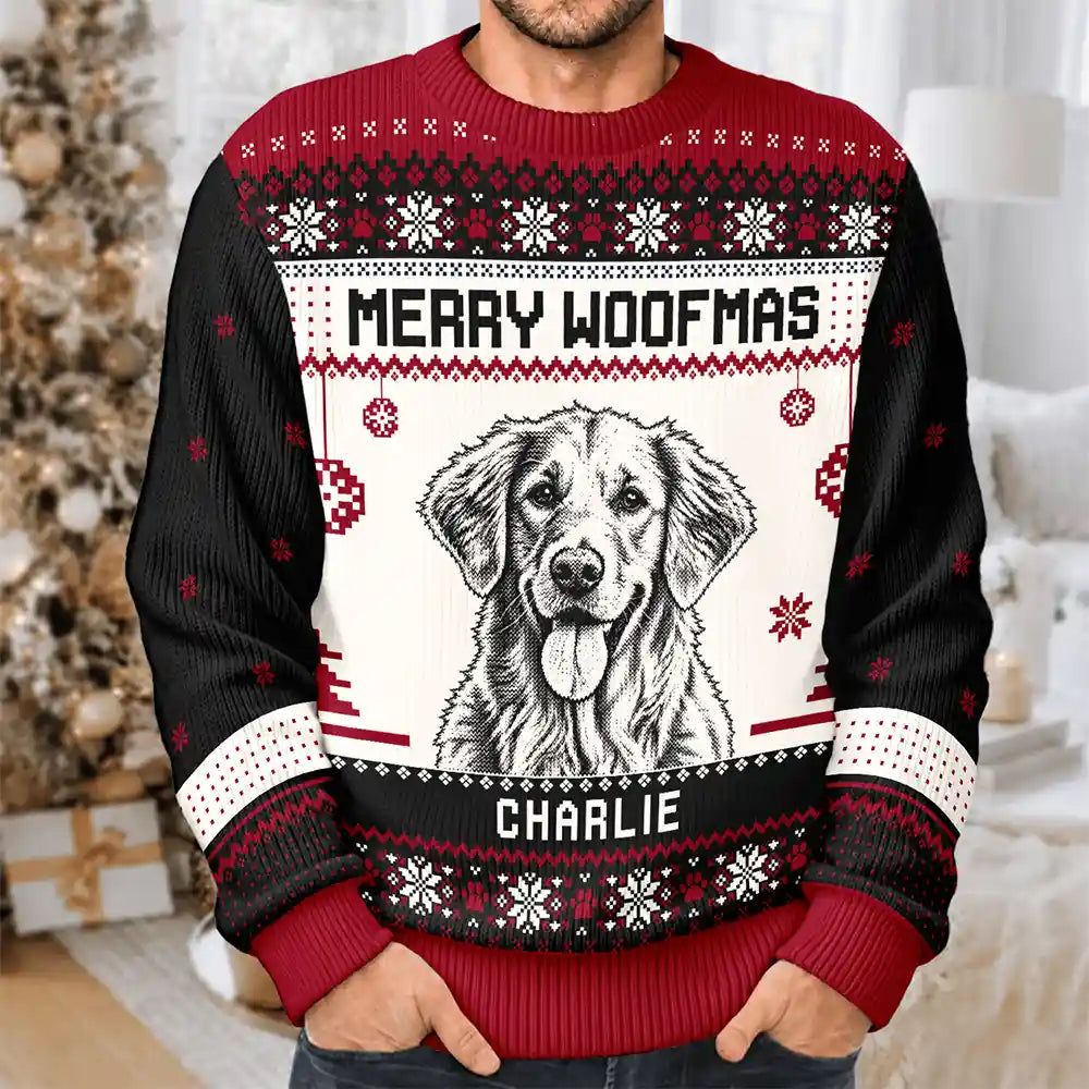 Custom Photo Merry Christmas Cute Pet Portrait - Personalized Unisex Ugly Sweater