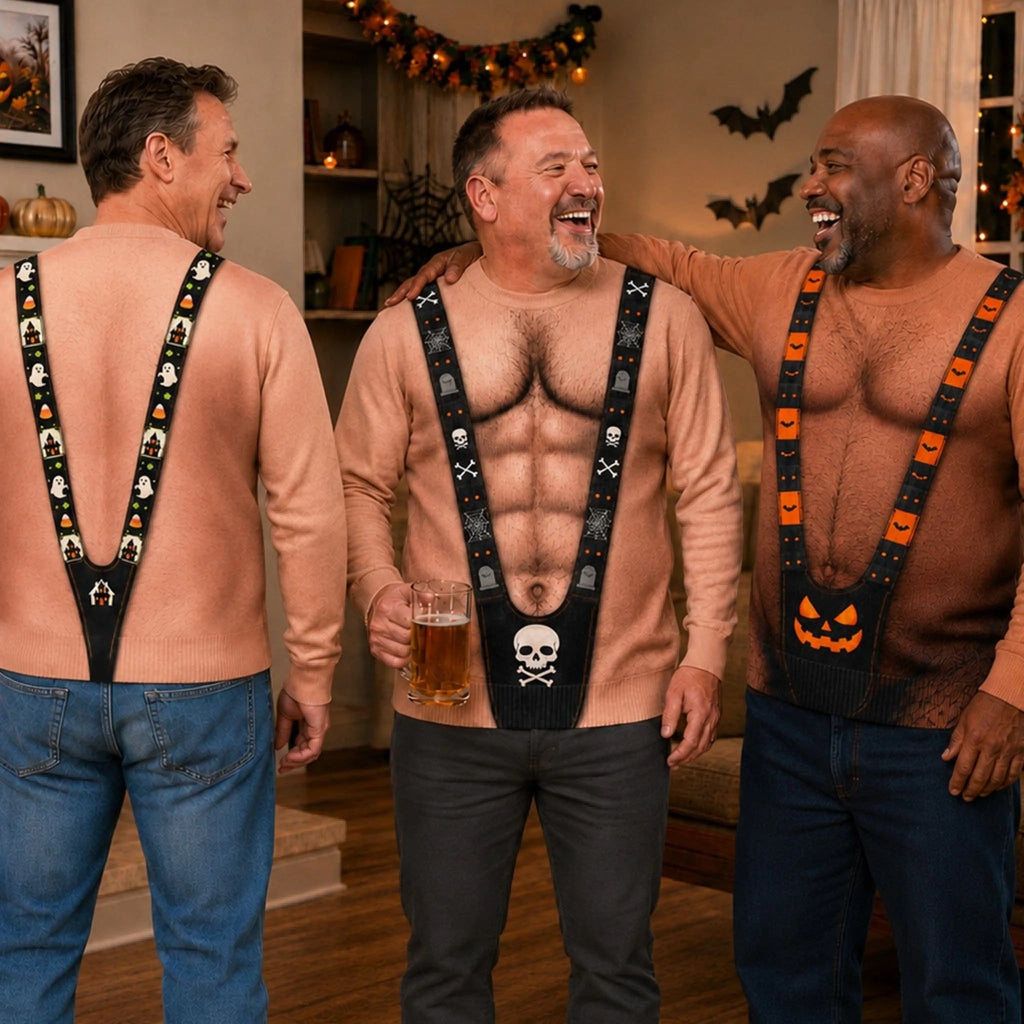 Custom Funny Ugly Sweatshirt - Personalized Halloween Birthday Gifts For Men - Spooky Mankini On Full Display