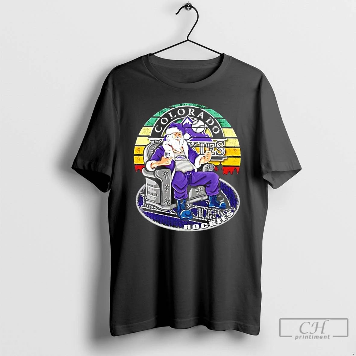 Classic Colorado Rockies X Santa Claus Christmas Vintage T Shirts