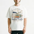 Adventure Stack Books Compass Vintage Graphic T-Shirt Reader Travel Gift Tee