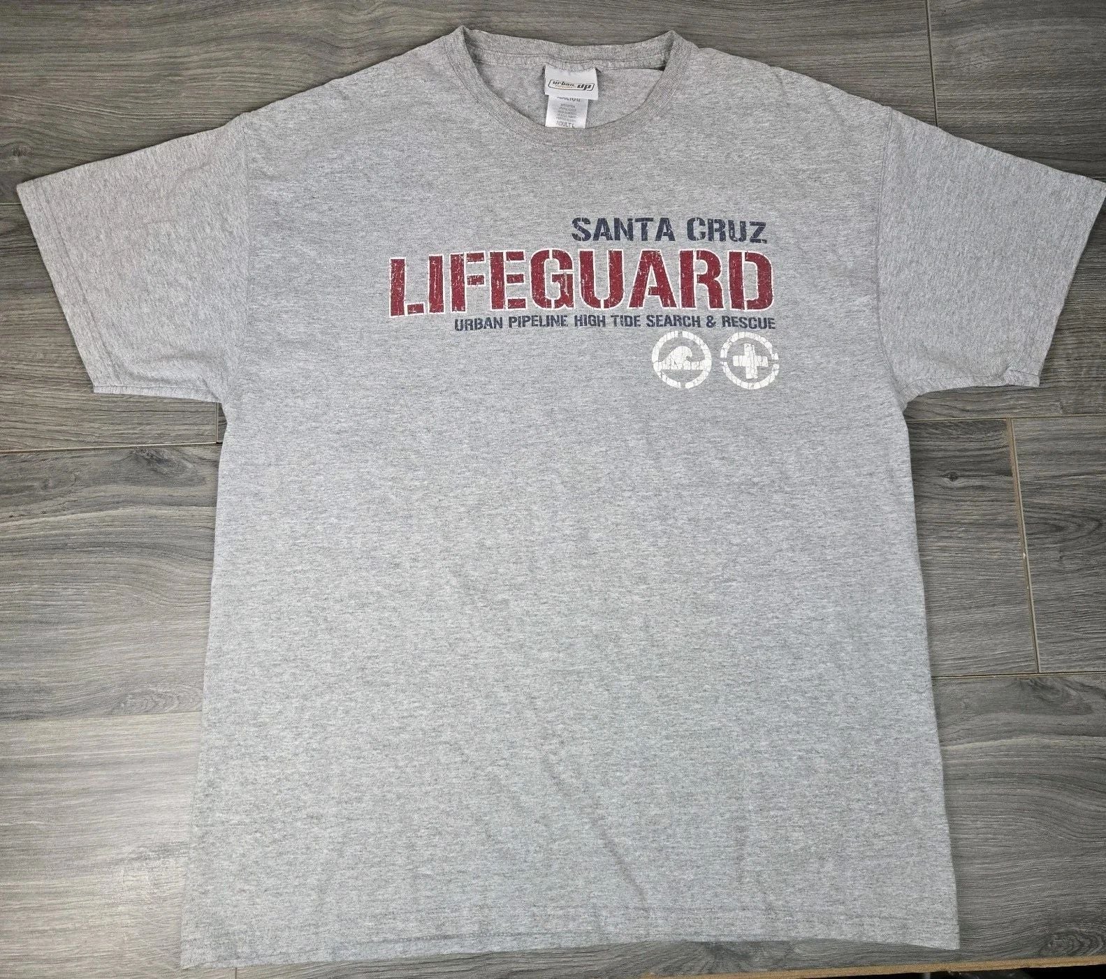 Santa Cruz Lifeguard T Shirt Mens Large L Gray Urban Pipeline Has Flaws