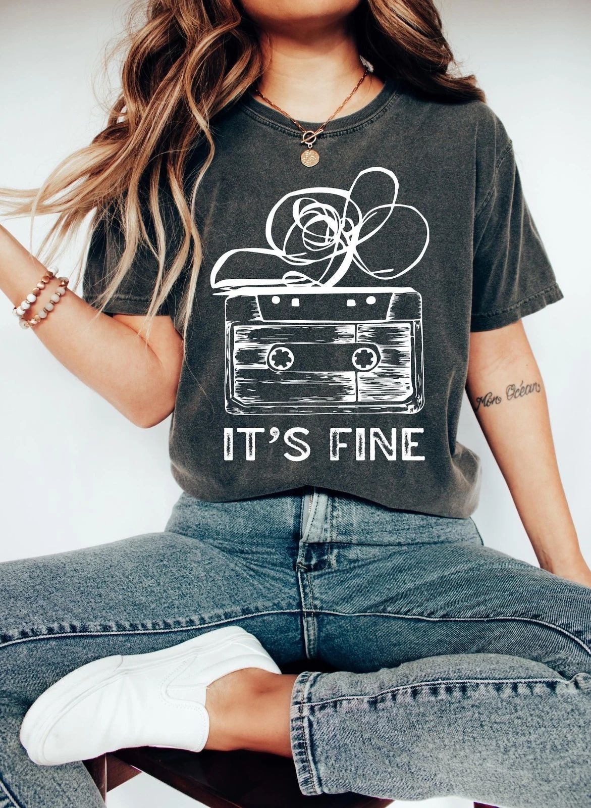 Retro Cassette Tape T‑Shirt, 100% Cotton It’s Fine Graphic Tee, 90s Music Shirt,