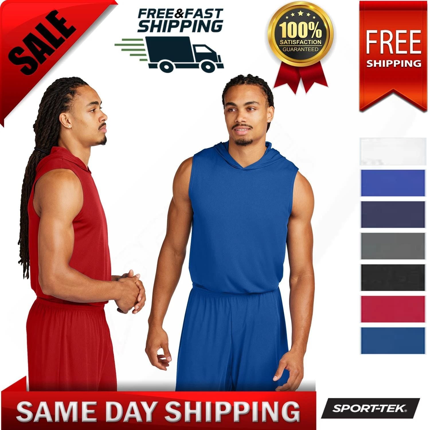 Sport-Tek Men's Sleeveless Hoodie Muscle Performance  T-Shirt ST352H