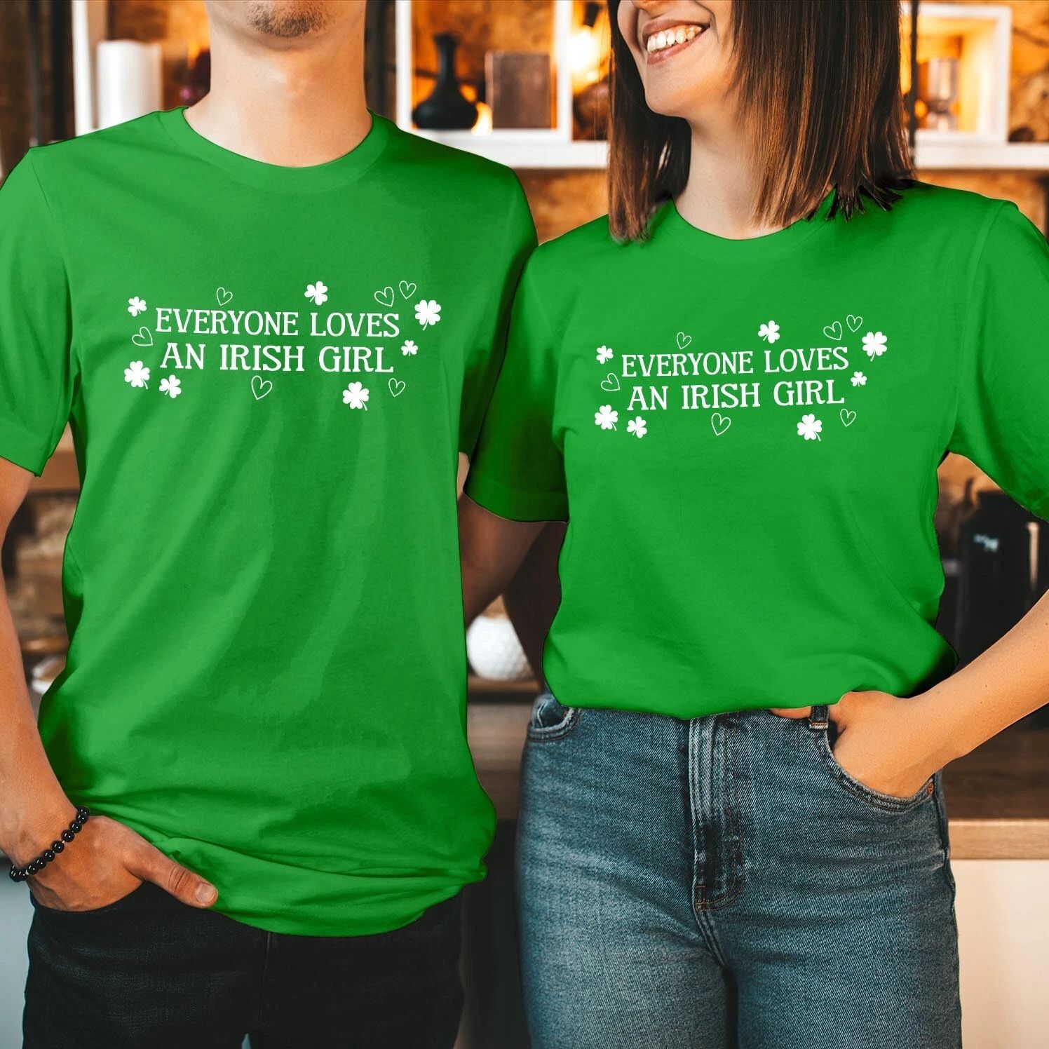 TSHIRT (211) Everyone Loves An Irish Girl Happy St Patricks Day Green T-Shirt