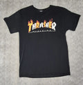 Vintage Y2K Authentic Thrasher Magazine Flame Logo Black T-Shirt Size Med