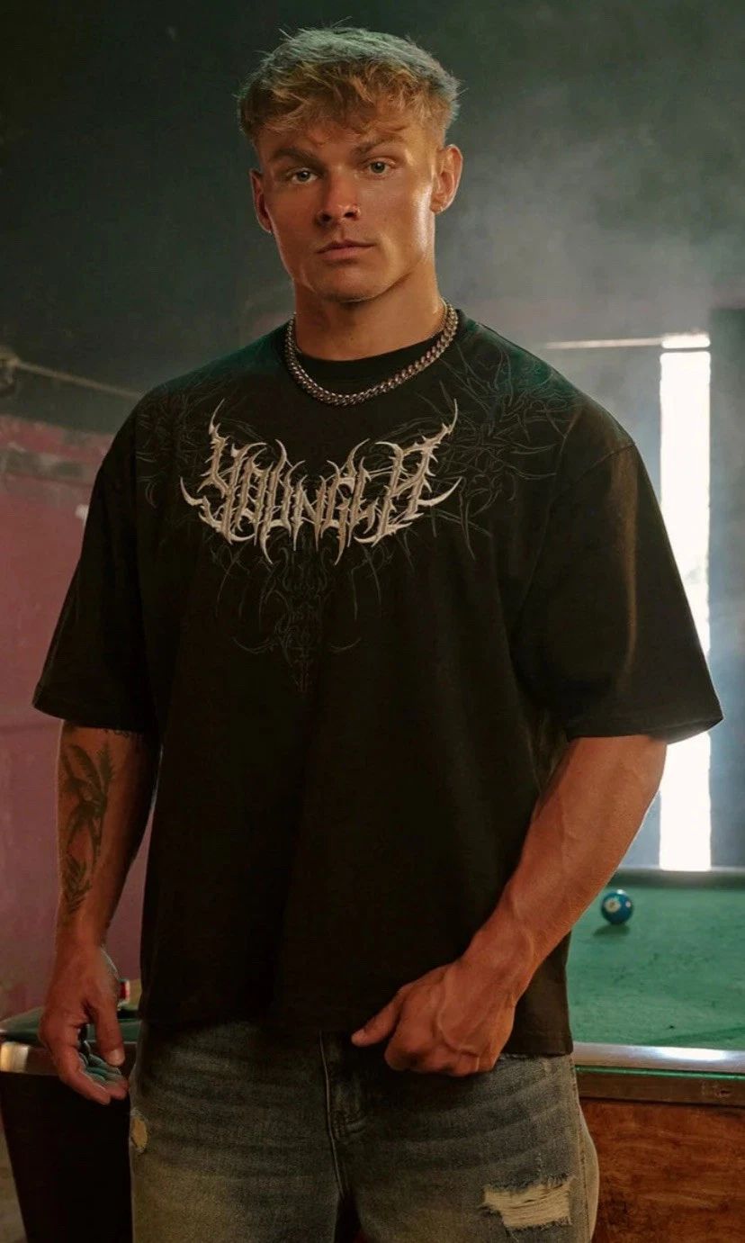 YOUNGLA (SOLD OUT) - 4149 - GOTHIC TEES - BLACK WASH - MEDIUM