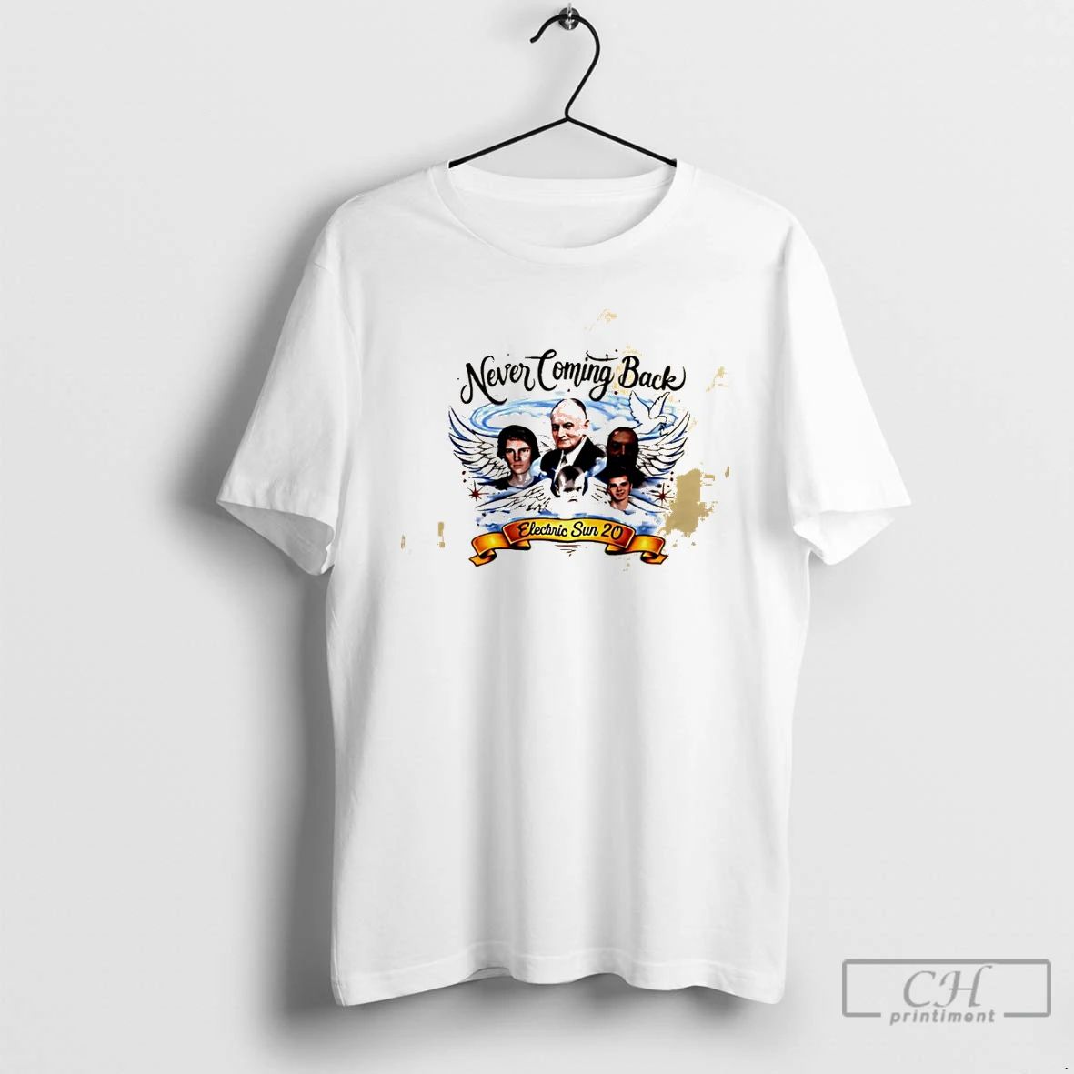 Classic Never Coming Back Electric Sun 20 Heaven Tribute With Wings And Dove T Shirts