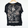 VINTAGE 90'S Fantasy Wildlife Black Rock Biker t-shirt SZ L (M9537)