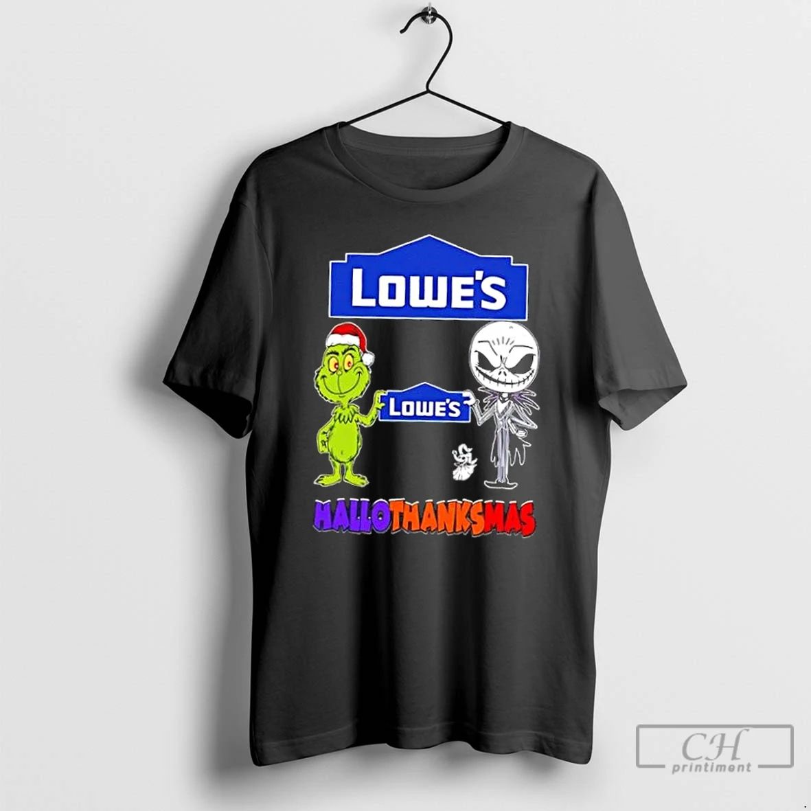 Classic Lowes X Grinch And Jack Skellington Friends Fist Bump Happy Hallothanksmas T Shirts