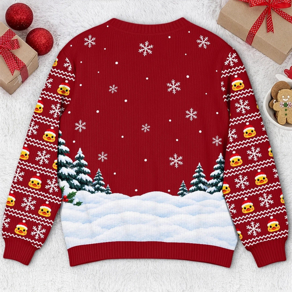Custom Name Christmas Duck Family Gifts For Grandma - Personalized Ugly Sweatshirt