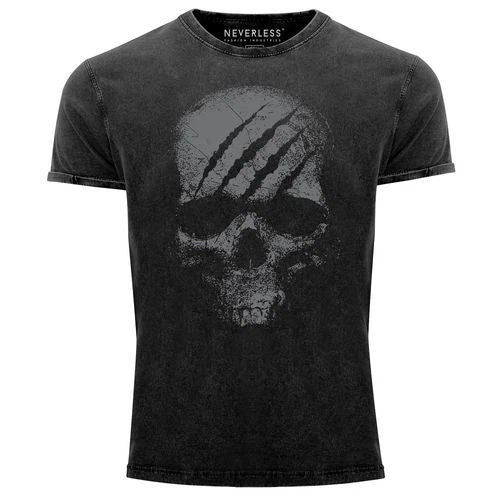 Mens Vintage Shirt Skull Skull Skeleton Print Print
