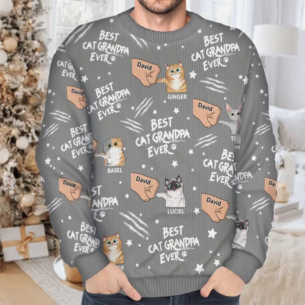 Best Cat Dad Mom Mum Ever - Personalized Unisex Ugly Sweater