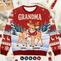 Christmas Gift For Grandma - Personalized Reindeer Grandkids Unisex Ugly Sweater