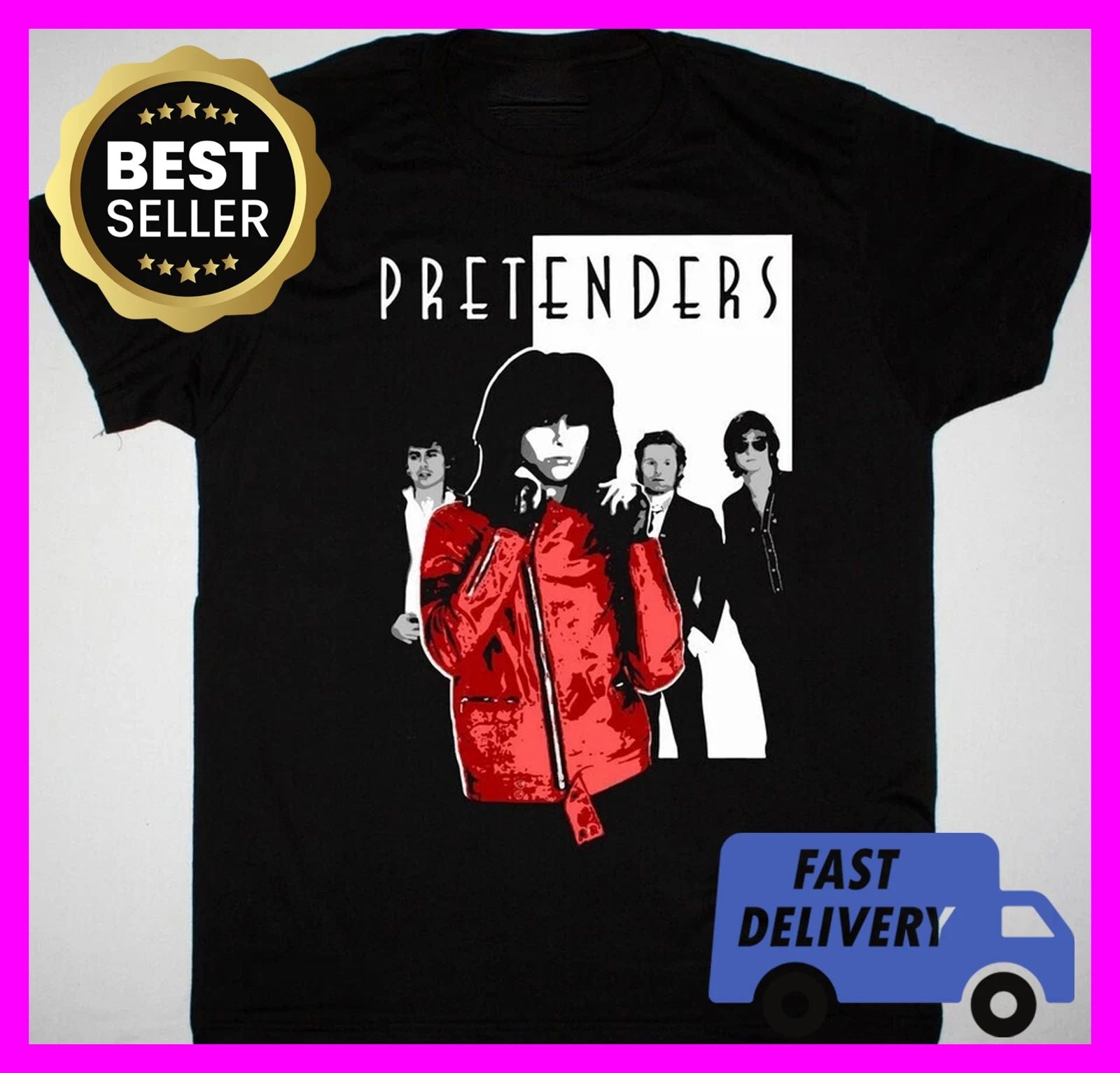 The Pretenders band Music Tour T-Shirt Cotton Black