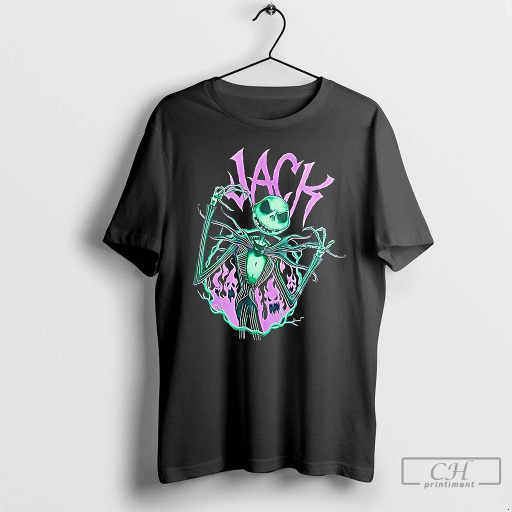 Classic Jack Skellington The Nightmare Before Christmas Flames Girls T Shirts