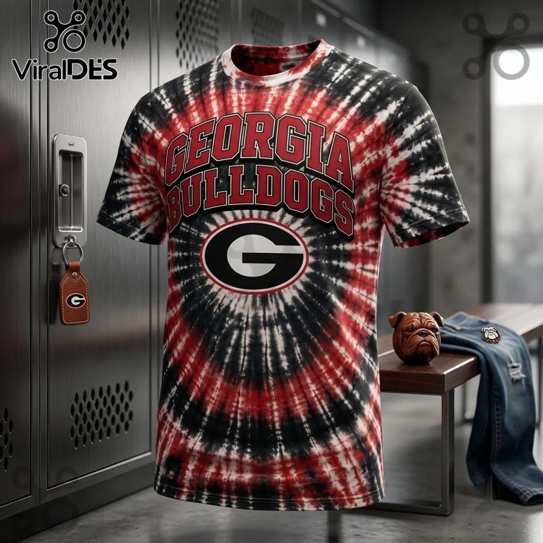 Georgia Bulldogs NCAA Red and Black Tie Dye Shirt