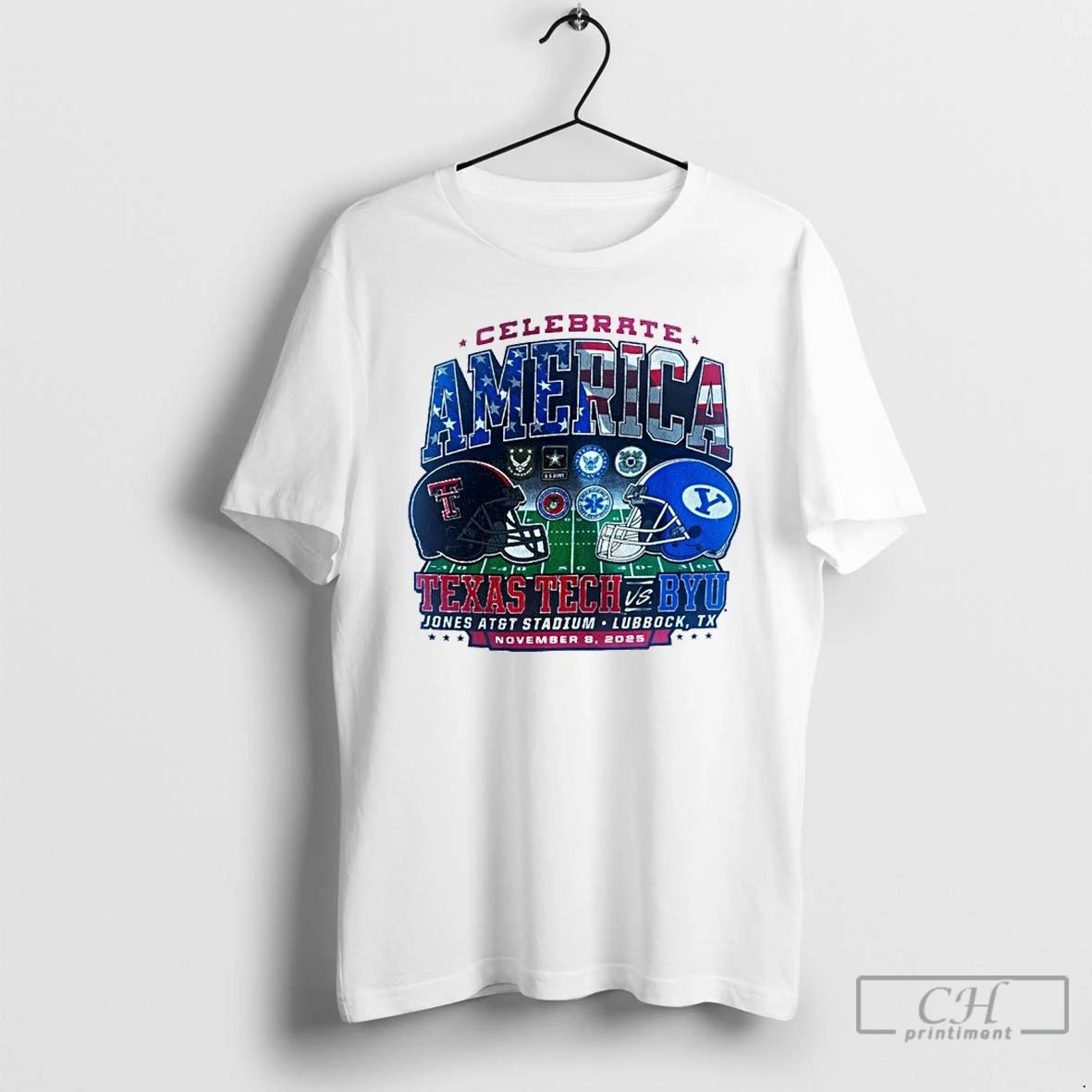 Premium Texas Tech Vs Byu Celebrate America Dueling Helmets T Shirts