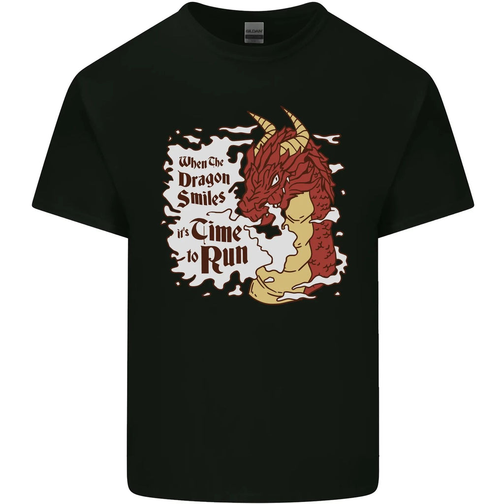 When a Dragon Smiles Fantasy RPG Mens Cotton T-Shirt Tee Top