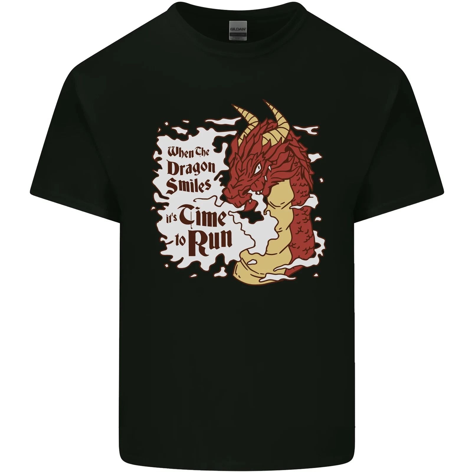 When a Dragon Smiles Fantasy RPG Mens Cotton T-Shirt Tee Top