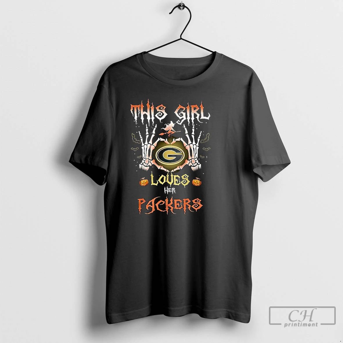 Classic This Girl Loves Her Green Bay Packers Skeleton Halloween T Shirts