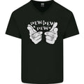Pew Pew Pew Hands Funny Sci-Fi Lightsaber Mens V-Neck Cotton T-Shirt