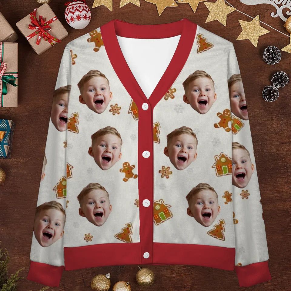 Custom Photo Christmas Is A Time For Families - Family Personalized Custom Ugly Christmas Cardigan - Christmas Gift For Family