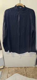 VERRI Black Shirt Men’s Size 52 Large Mandarin Collar Lightweight Modern