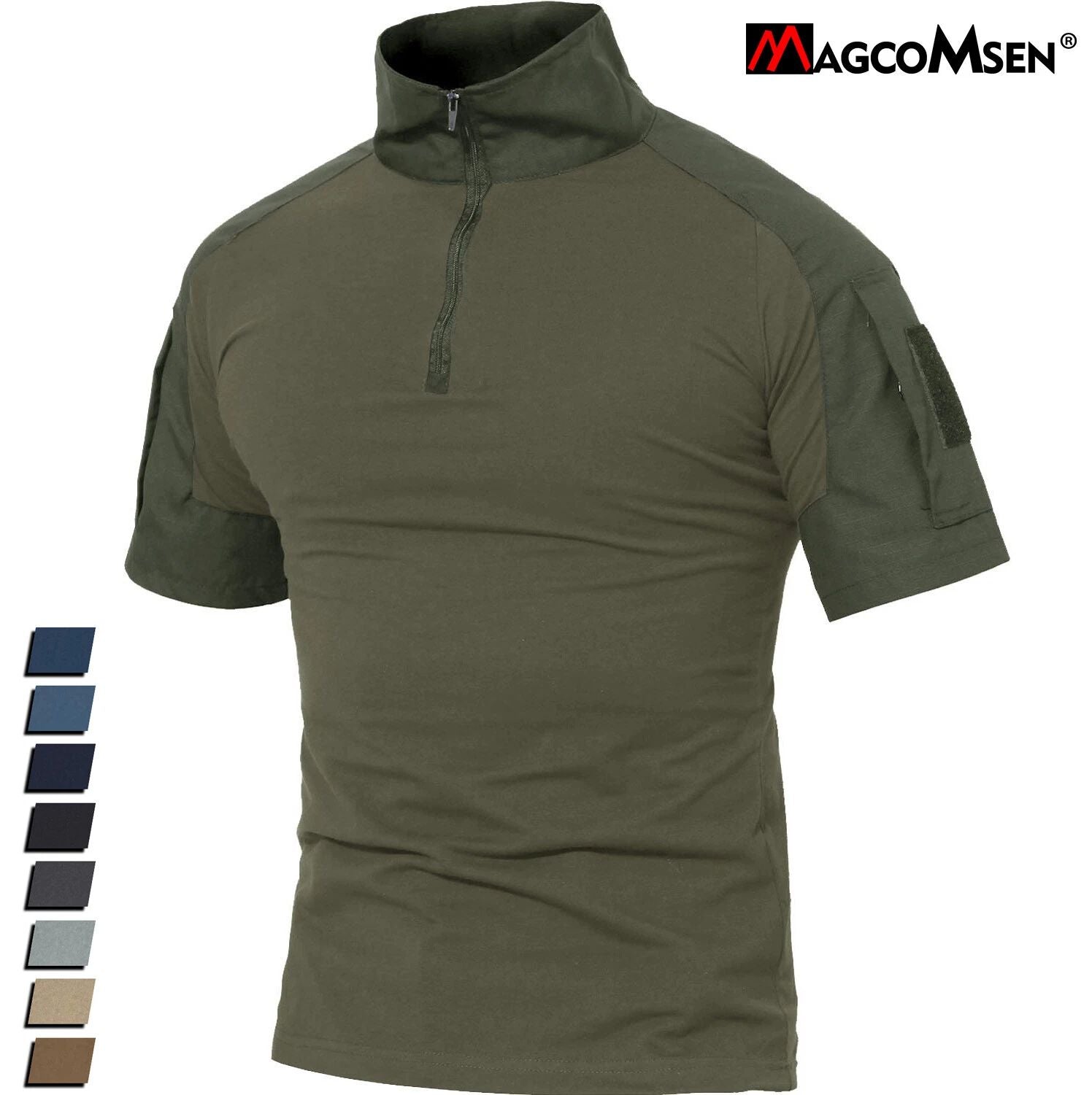 Men's Summer Short Sleeve Shirts 1/4 Zip Outdoor Pullover Slim Fit Work T-Shirts