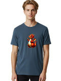 Dragon-With-Money-And-Drink Mens Graphic Tee, 100% Cotton, Casual Summer Wear