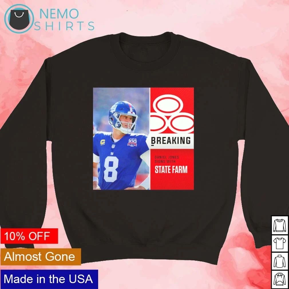 Daniel Jones New York Giants Breaking News Signs with State Farm shirt