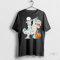 Trendy Officials Skeleton Riding Dancing Dab Dinosaur Trex Halloween Shirt Sweater