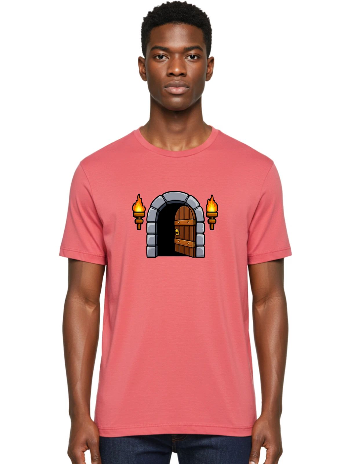 Dungeon-Door Mens Graphic Tee, 100% Cotton, Casual Summer Wear