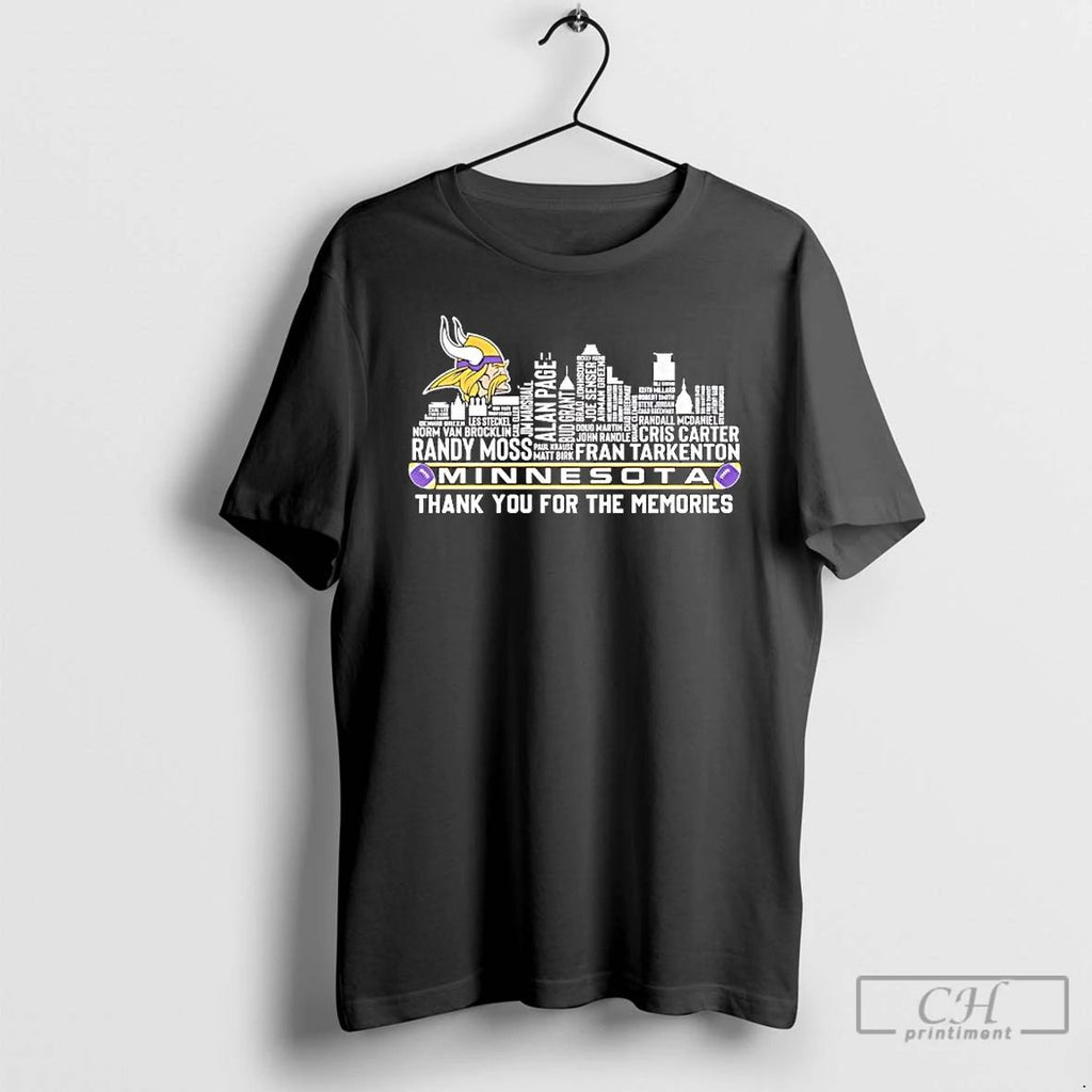 Premium Minnesota Vikings Players List Names Thank You For The Memories T Shirts