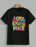 Love Peace Sign Graphic T-Shirt Retro Hippie Boho Flower Power Rainbow Unisex